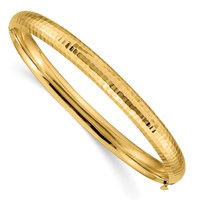 14K 4 16 Polished Fancy Hammered 6.50mm Hinged Oval Bangle Bracelet view 1