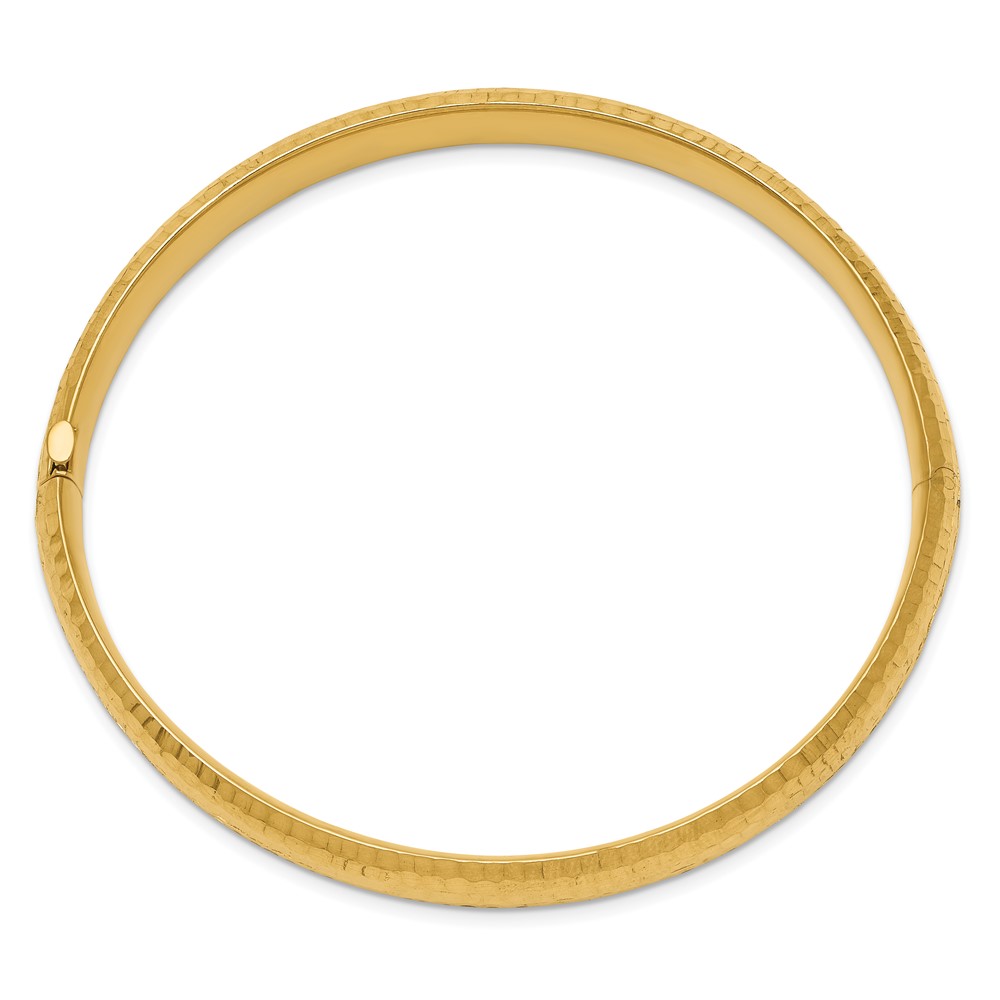14k 5/16 Polished Fancy Hammered 8.75mm Hinged Oval Bangle Bracelet (DB108)