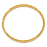 14K 5 16 Polished Fancy Hammered 8.75mm Hinged Oval Bangle Bracelet view 2