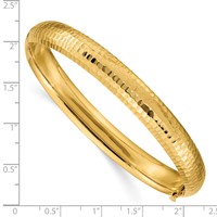 14K 5 16 Polished Fancy Hammered 8.75mm Hinged Oval Bangle Bracelet view 3