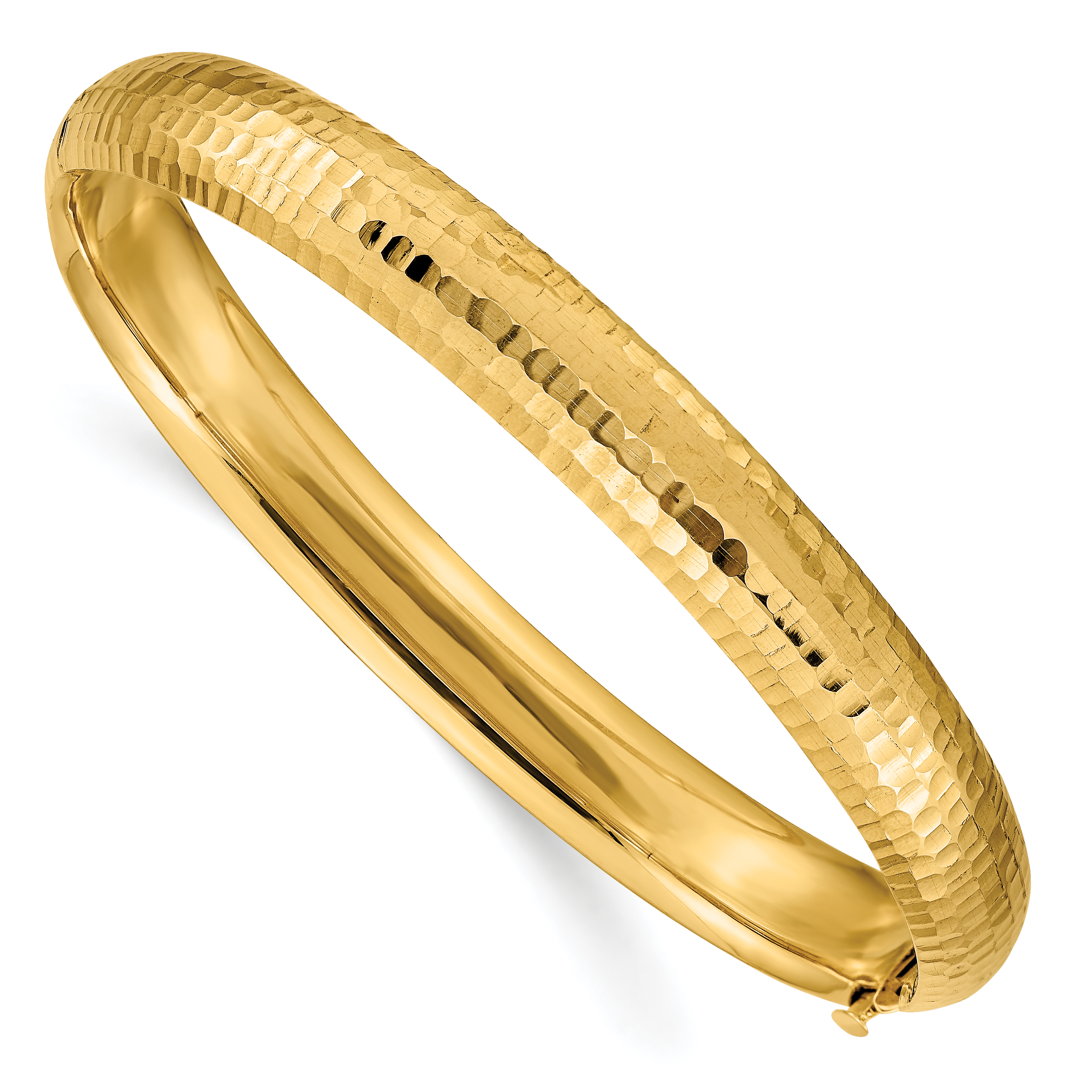 14k 5/16 Polished Fancy Hammered 8.75mm Hinged Oval Bangle Bracelet (DB108)