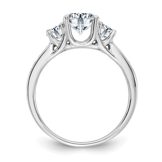 3 Stone Moissanite Rings with Side Stones