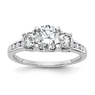 3 Stone Moissanite Rings with Side Stones