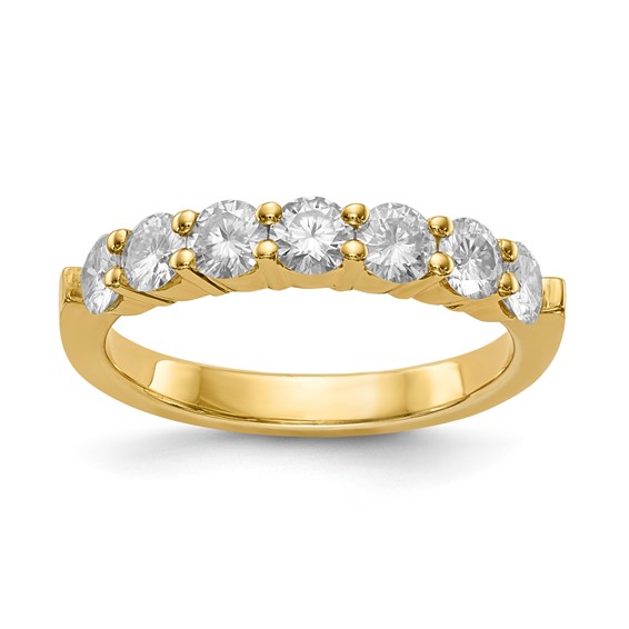 Sterling Silver Gold Plated 3.50mm Round Moissanite 7 Stone Band