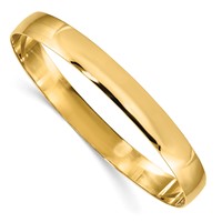 14K 8mm Solid Polished Half-Round Slip-On Round Bangle Bracelet view 1