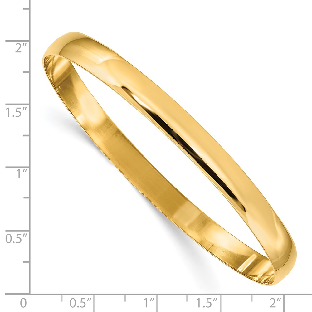 14k 6mm Solid Polished Half-Round Slip-On Round Bangle Bracelet (DB310)