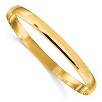 14K 6mm Yellow Gold Solid Polished Half-Round Slip-On Round Bangle Bracelet view 1