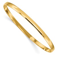 14K 4mm Solid Polished Half-Round Slip-On Round Bangle Bracelet view 1