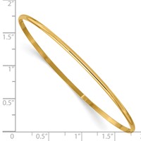 14K 2mm Yellow Gold Solid Polished Half-Round Slip-On Round Bangle Bracelet view 3