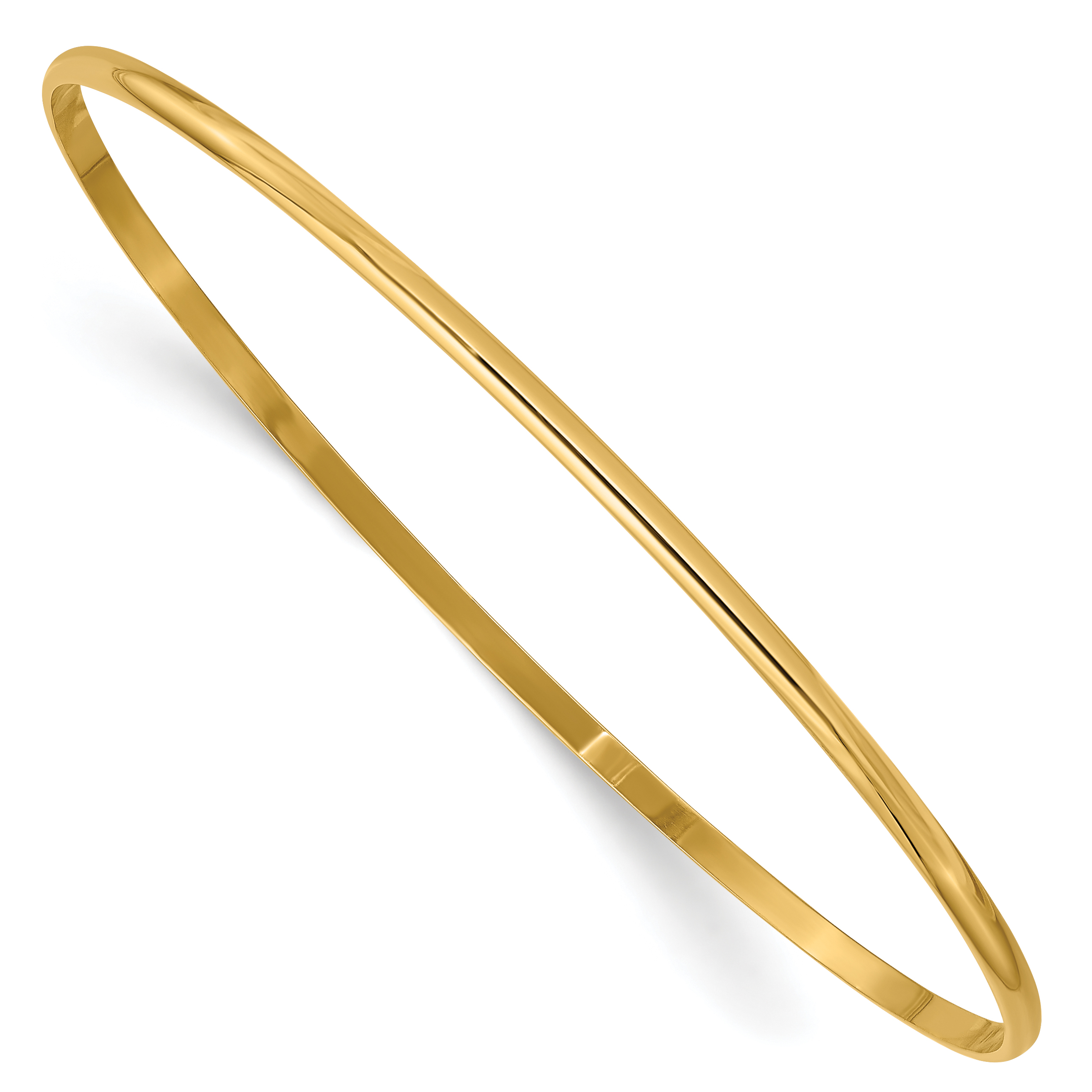 14k 2mm Solid Polished Half-Round Slip-On Round Bangle Bracelet (DB312)