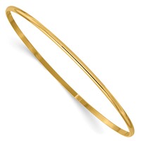 14K 2mm Yellow Gold Solid Polished Half-Round Slip-On Round Bangle Bracelet view 1