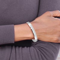 14K White Gold 8mm Solid Polished Half-Round Slip-On Round Bangle Bracelet view 4