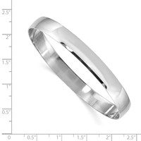 14K White Gold 8mm Solid Polished Half-Round Slip-On Round Bangle Bracelet view 3