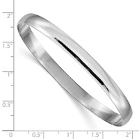 14K White Gold 6mm Solid Polished Half-Round Slip-On Round Bangle Bracelet view 3