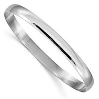 14K White Gold 6mm Solid Polished Half-Round Slip-On Round Bangle Bracelet view 1
