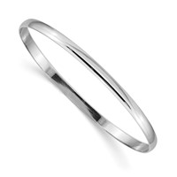 14K White Gold 4mm Solid Polished Half-Round Slip-On Round Bangle Bracelet view 1