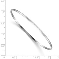 14K White Gold 2mm Solid Polished Half-Round Slip-On Round Bangle Bracelet view 3
