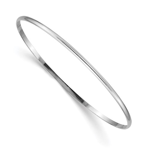 14k White Gold 2mm Solid Polished Half-Round Slip-On Round Bangle Bracelet