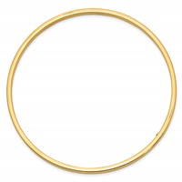 14K Yellow Gold Polished Square Tube 3.00mm Slip-on Round Bangle Bracelet view 2