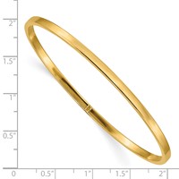 14K Yellow Gold Polished Square Tube 3.00mm Slip-on Round Bangle Bracelet view 3
