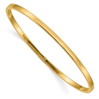 14K Yellow Gold Polished Square Tube 3.00mm Slip-on Round Bangle Bracelet view 1