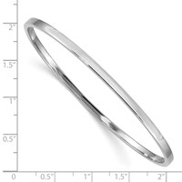 14K White Gold Polished Square Tube 3.00mm Slip-on Round Bangle Bracelet view 3