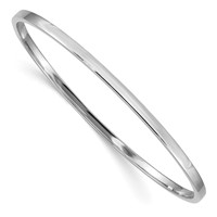 14K White Gold Polished Square Tube 3.00mm Slip-on Round Bangle Bracelet view 1