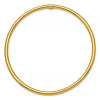 14K Yellow Gold Polished Round Tube 3.00mm Slip-on Round Bangle Bracelet view 2