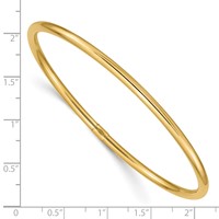 14K Yellow Gold Polished Round Tube 3.00mm Slip-on Round Bangle Bracelet view 3