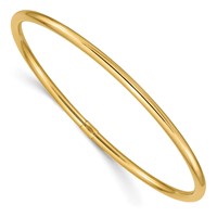 14K Yellow Gold Polished Round Tube 3.00mm Slip-on Round Bangle Bracelet view 1