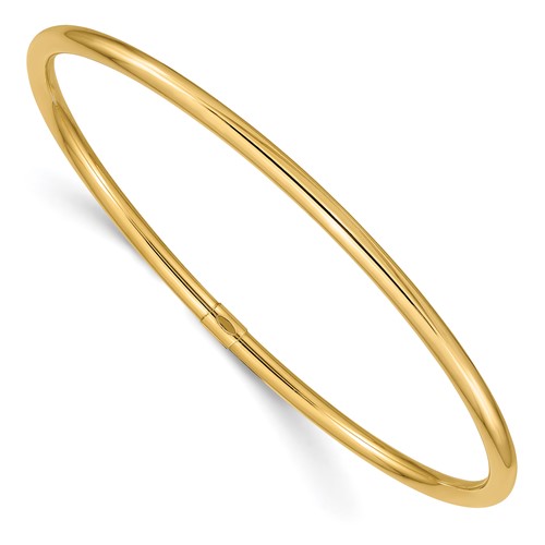 14K Polished Round Tube 3.00mm Slip-on Round Bangle Bracelet