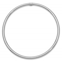 14K White Gold Polished Round Tube 3.00mm Slip-on Round Bangle Bracelet view 2