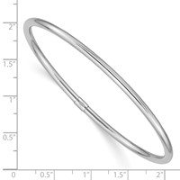 14K White Gold Polished Round Tube 3.00mm Slip-on Round Bangle Bracelet view 3