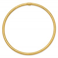 14K Yellow Gold Polished Diamond-cut Tube 3.00mm Slip-on Round Bangle Bracelet view 2