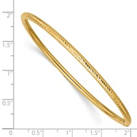 14K Yellow Gold Polished Diamond-cut Tube 3.00mm Slip-on Round Bangle Bracelet view 3