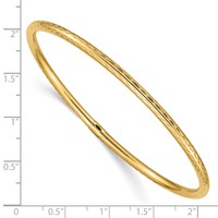 14K Yellow Gold Polished Diamond-cut Tube 3.00mm Slip-on Round Bangle Bracelet view 3