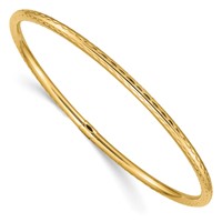 14K Yellow Gold Polished Diamond-cut Tube 3.00mm Slip-on Round Bangle Bracelet view 1