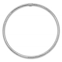 14K White Gold Polished Diamond-cut Tube 3.00mm Slip-on Round Bangle Bracelet view 2