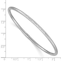 14K White Gold Polished Diamond-cut Tube 3.00mm Slip-on Round Bangle Bracelet view 3