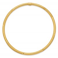 14K Yellow Gold Polished and Satin Finish Diamond-cut 3.00mm Slip-on Round Bangle Bracelet view 2