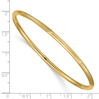 14K Yellow Gold Polished and Satin Finish Diamond-cut 3.00mm Slip-on Round Bangle Bracelet view 3