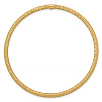 14K Yellow Gold Satin Finish Diamond-cut Tube 3.00mm Slip-on Round Bangle Bracelet view 2