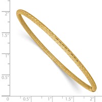 14K Yellow Gold Satin Finish Diamond-cut Tube 3.00mm Slip-on Round Bangle Bracelet view 3