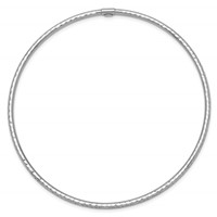 14K White Gold Polished Diamond-cut Tube 2.00mm Slip-on Round Bangle Bracelet view 2