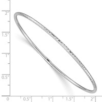 14K White Gold Polished Diamond-cut Tube 2.00mm Slip-on Round Bangle Bracelet view 3