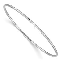 14K White Gold Polished Diamond-cut Tube 2.00mm Slip-on Round Bangle Bracelet view 1