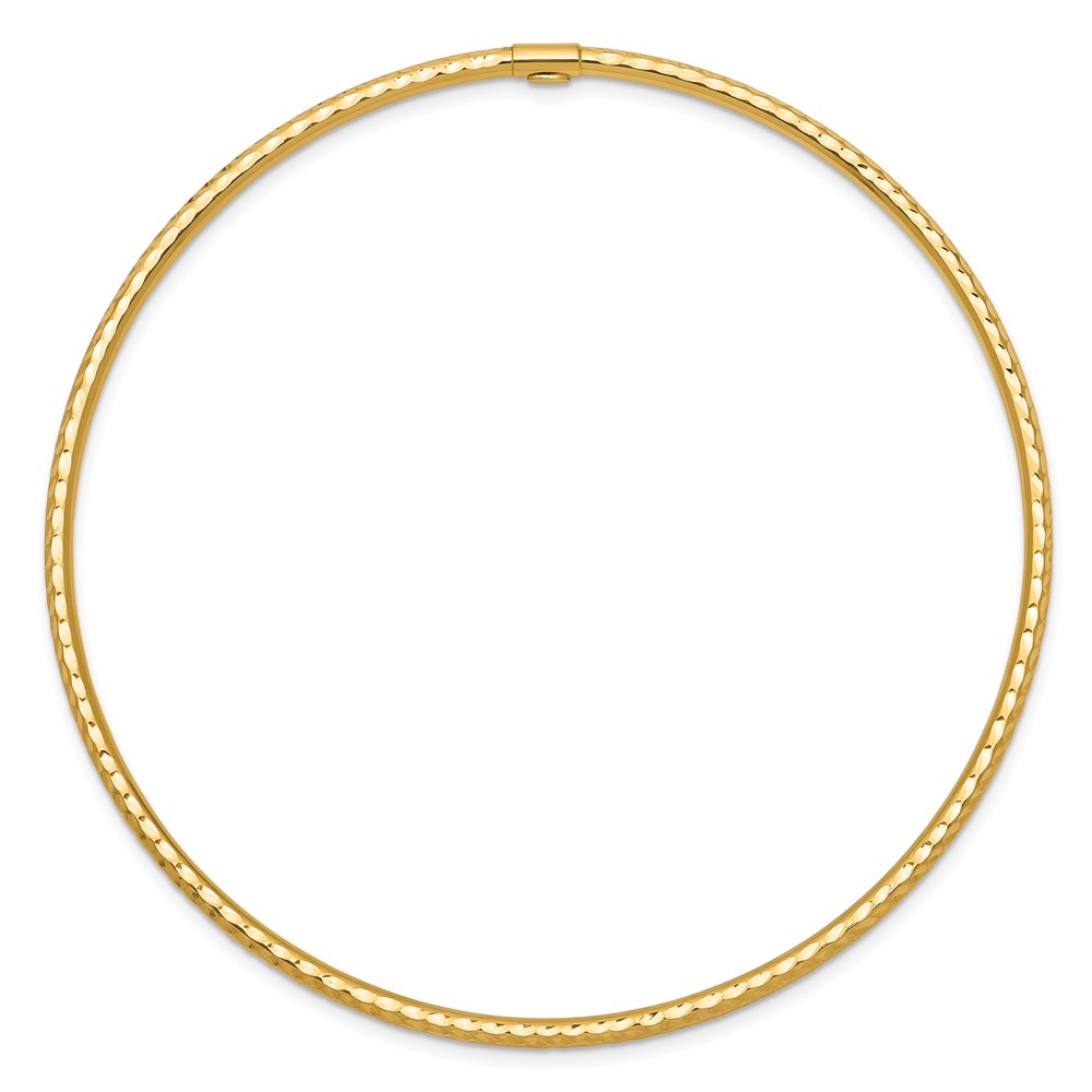 14k Polished Diamond-cut Tube 2.00mm Slip-on Round Bangle Bracelet (DB486)