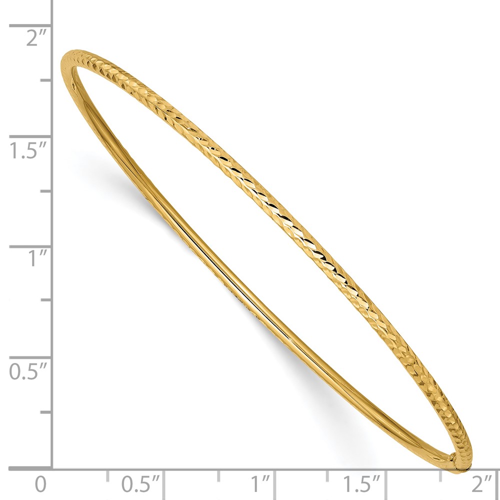 14k Polished Diamond-cut Tube 2.00mm Slip-on Round Bangle Bracelet (DB486)