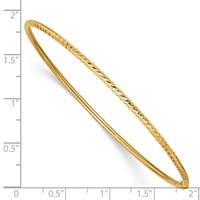 14K Yellow Gold Polished Diamond-cut Tube 2.00mm Slip-on Round Bangle Bracelet view 3