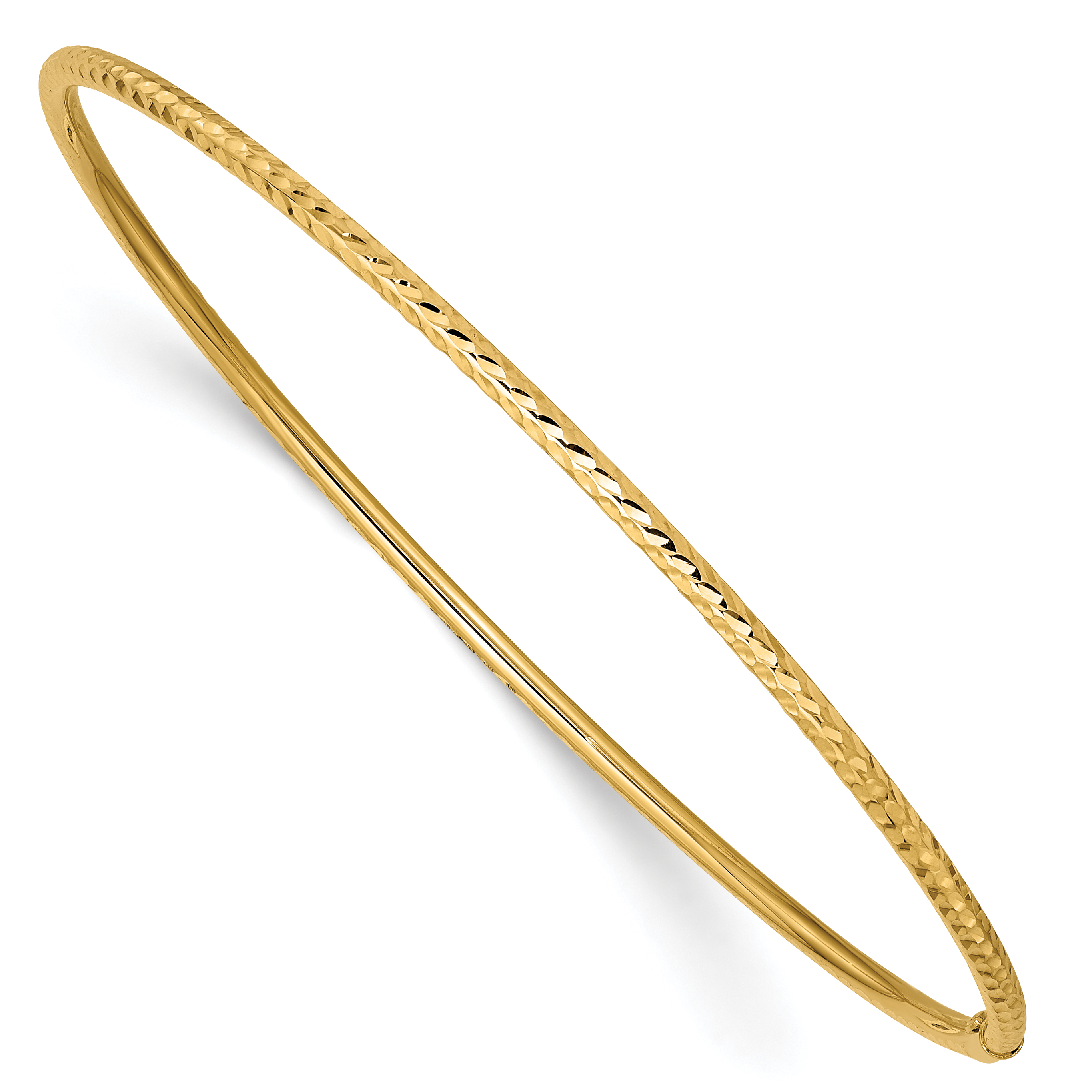 14k Polished Diamond-cut Tube 2.00mm Slip-on Round Bangle Bracelet (DB486)